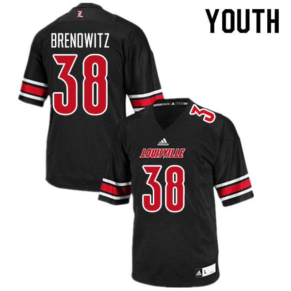 Youth #38 Drew Brenowitz Louisville Cardinals College Football Jerseys Sale-Black - Click Image to Close